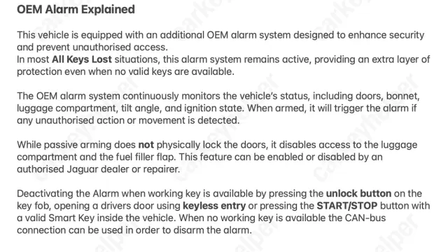 OEM Alarm Explained