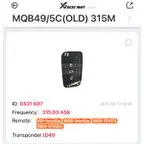 Xhorse 315MHz OLD 5C ID: 0531 607
