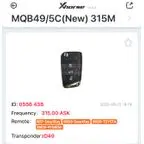 Xhorse 315MHz NEW 5C ID: 0556 438